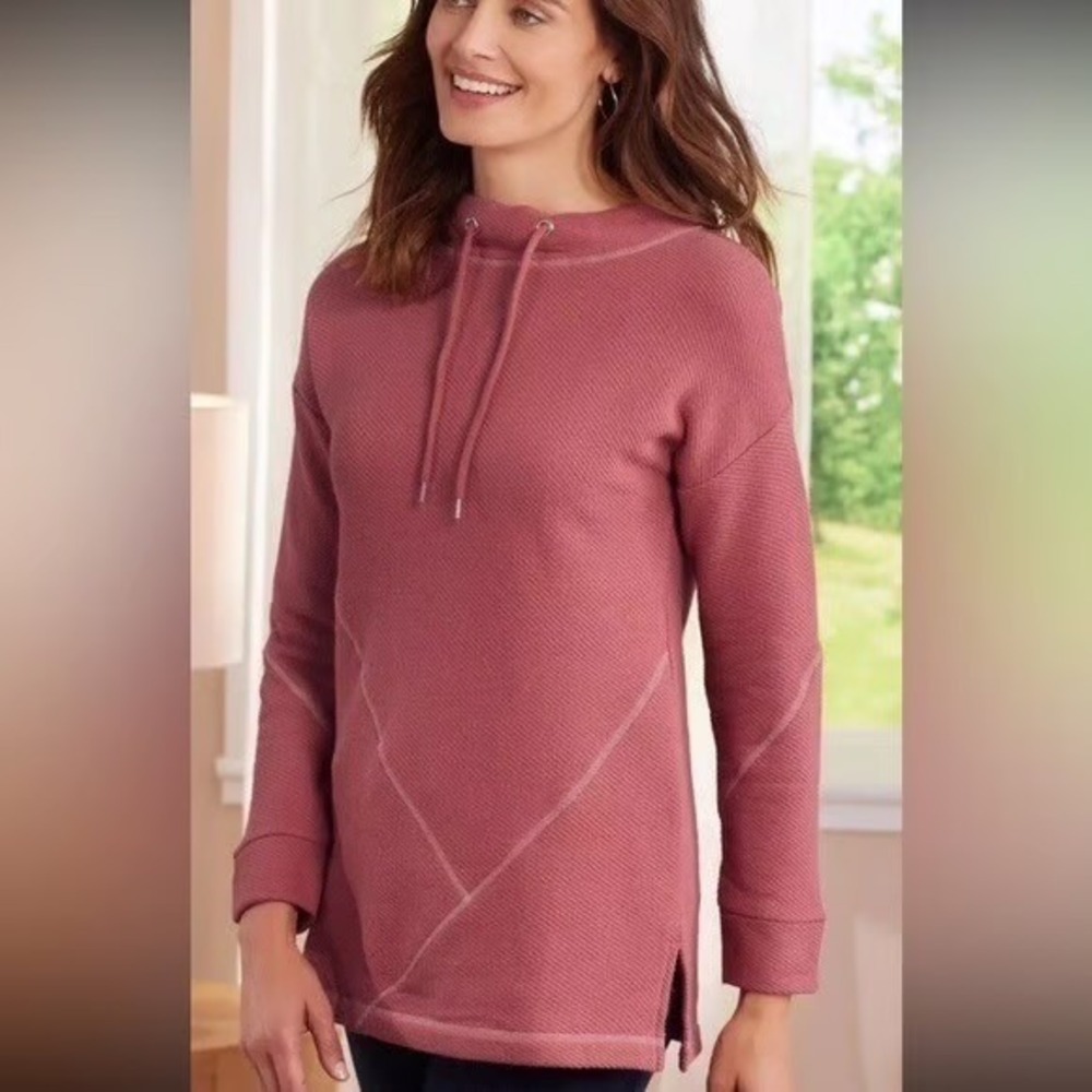 Soft Surroundings Danika Withered Rose Tunic Sweater Mauve Pink L NWT
